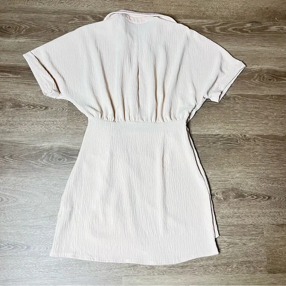 Cream Wrap Dress with Button Detail - Picture 2 of 2